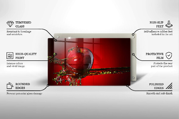 Placă sticla protectie aragaz Fructe de măr în apă