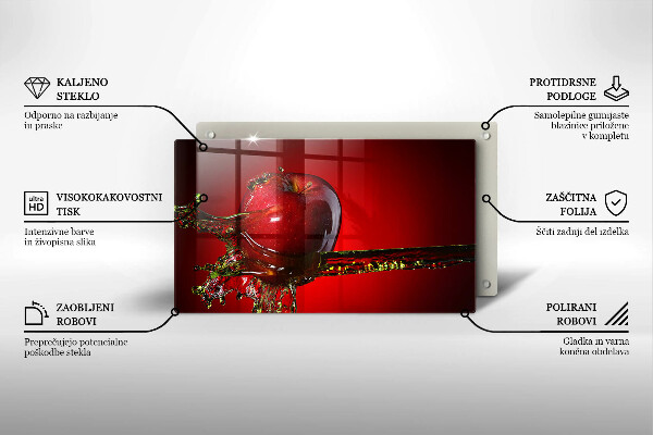 Placă sticla protectie aragaz Fructe de măr în apă