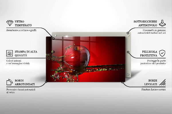 Placă sticla protectie aragaz Fructe de măr în apă