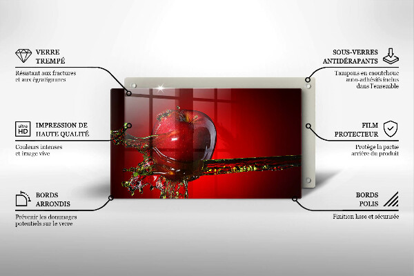 Placă sticla protectie aragaz Fructe de măr în apă