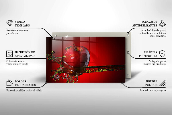Placă sticla protectie aragaz Fructe de măr în apă