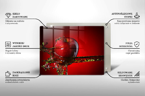 Placă sticla protectie aragaz Fructe de măr în apă