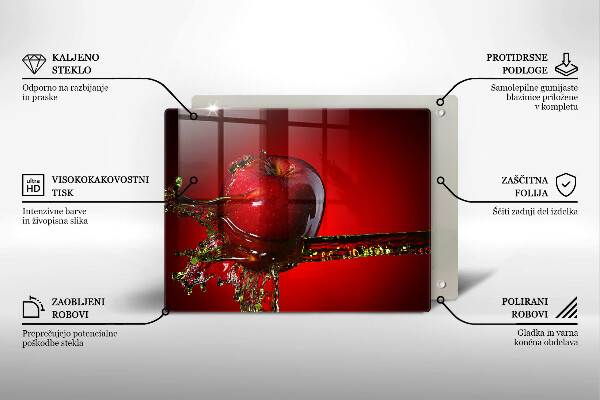 Placă sticla protectie aragaz Fructe de măr în apă