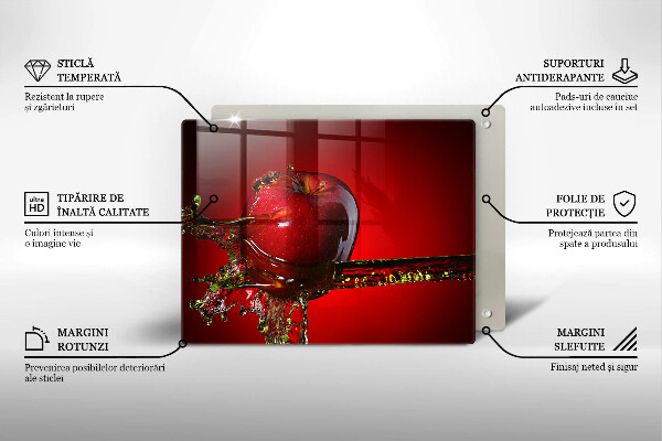 Placă sticla protectie aragaz Fructe de măr în apă
