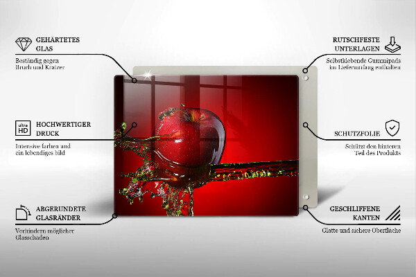 Placă sticla protectie aragaz Fructe de măr în apă