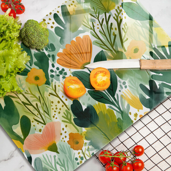 Placă protecție plita Flori pictate