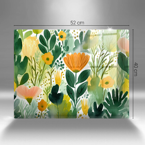 Placă protecție plita Flori pictate