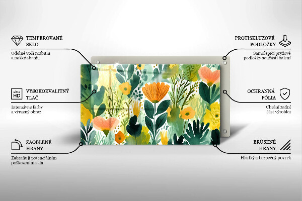 Placă protecție plita Flori pictate