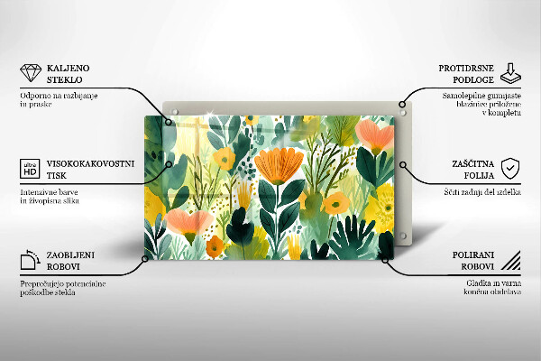 Placă protecție plita Flori pictate