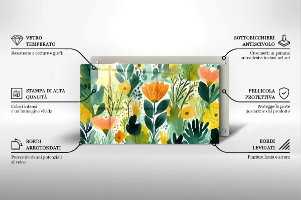 Placă protecție plita Flori pictate