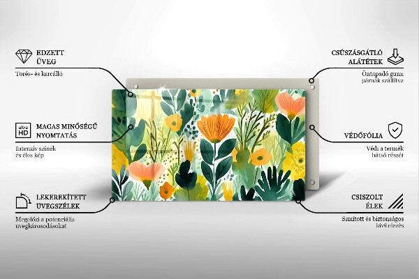 Placă protecție plita Flori pictate