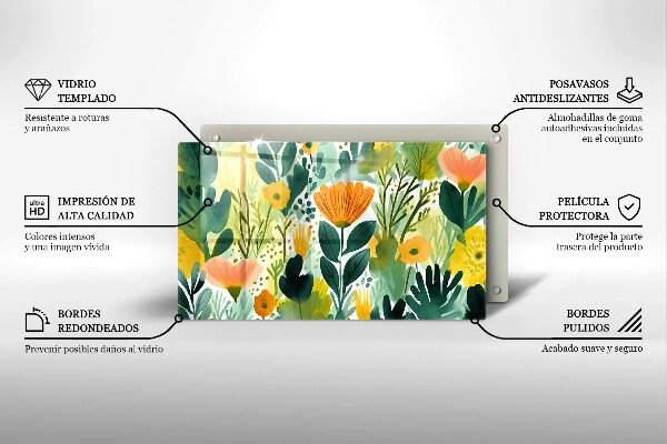 Placă protecție plita Flori pictate