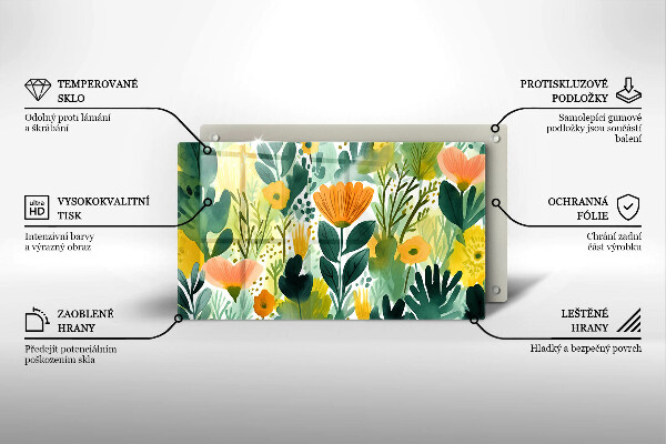 Placă protecție plita Flori pictate