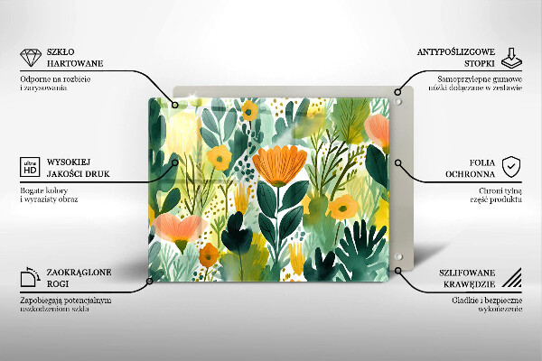 Placă protecție plita Flori pictate