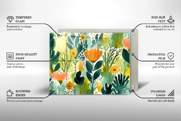 Placă protecție plita Flori pictate