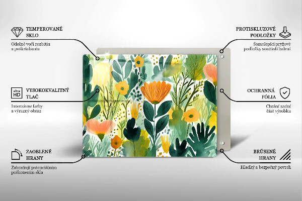 Placă protecție plita Flori pictate