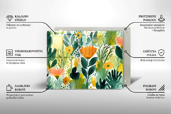 Placă protecție plita Flori pictate