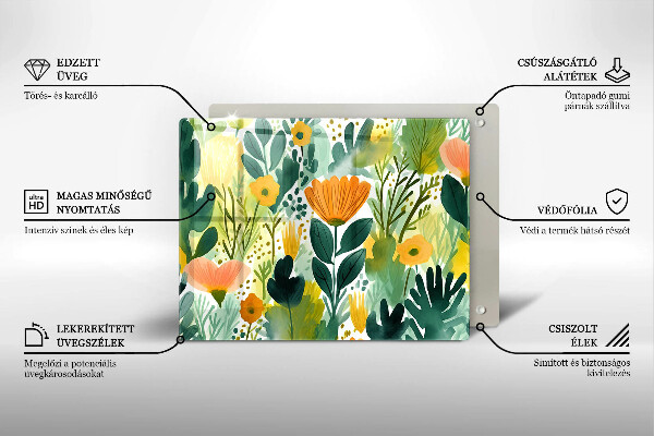 Placă protecție plita Flori pictate