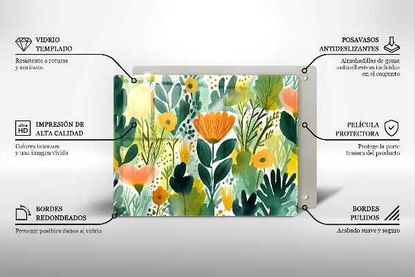 Placă protecție plita Flori pictate