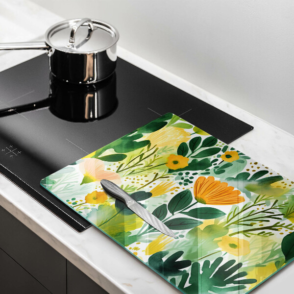 Placă protecție plita Flori pictate