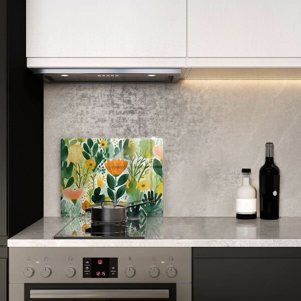 Placă protecție plita Flori pictate