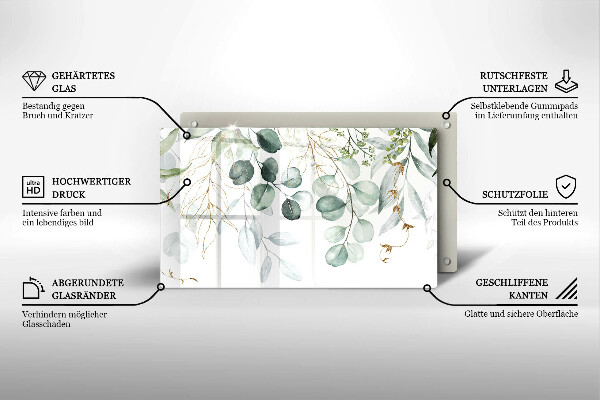 Placă protecție plita Plante pictate