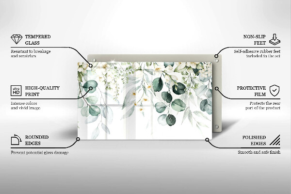 Placă protecție plita Plante acuarela