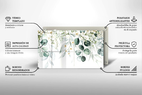 Placă protecție plita Plante acuarela