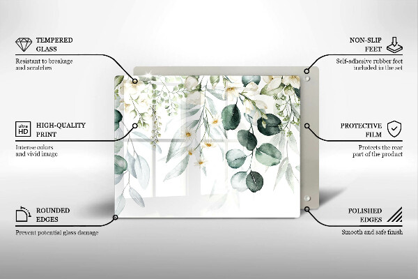 Placă protecție plita Plante acuarela