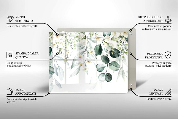 Placă protecție plita Plante acuarela