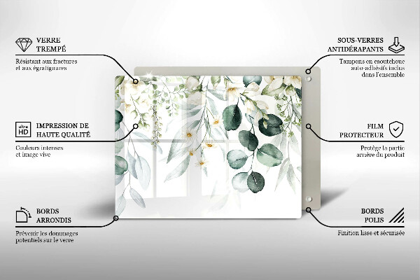 Placă protecție plita Plante acuarela