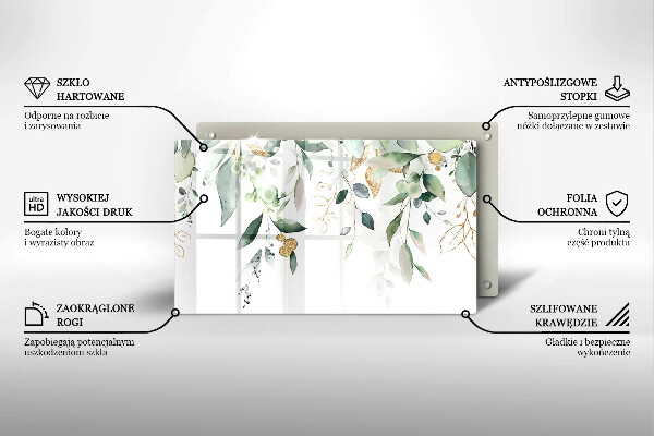 Placă protecție plita Acuarelă frunze