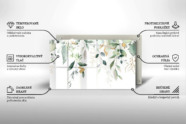 Placă protecție plita Acuarelă frunze