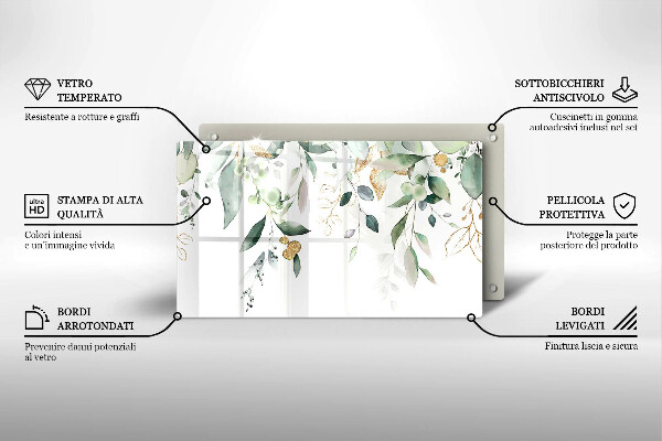Placă protecție plita Acuarelă frunze