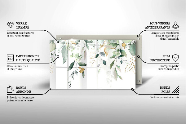 Placă protecție plita Acuarelă frunze