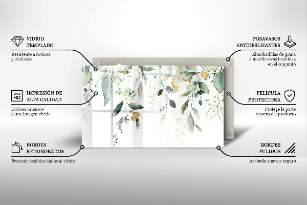 Placă protecție plita Acuarelă frunze