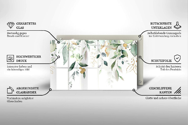 Placă protecție plita Acuarelă frunze