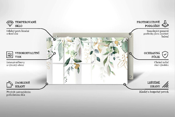 Placă protecție plita Acuarelă frunze