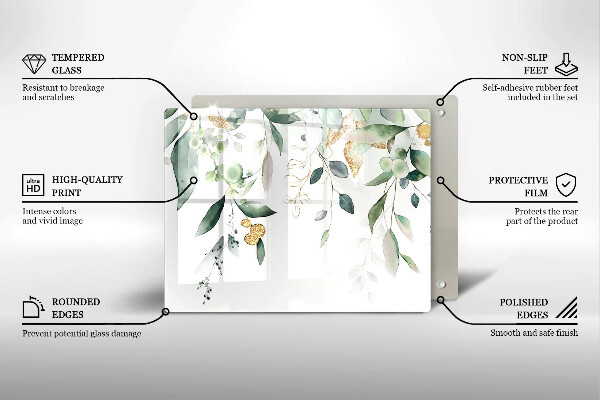 Placă protecție plita Acuarelă frunze