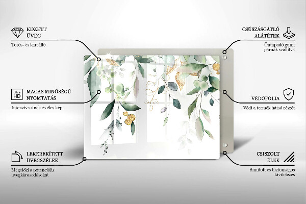 Placă protecție plita Acuarelă frunze