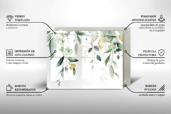 Placă protecție plita Acuarelă frunze