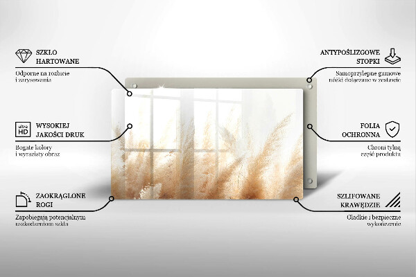 Placă sticla protectie aragaz Iarbă de pampas