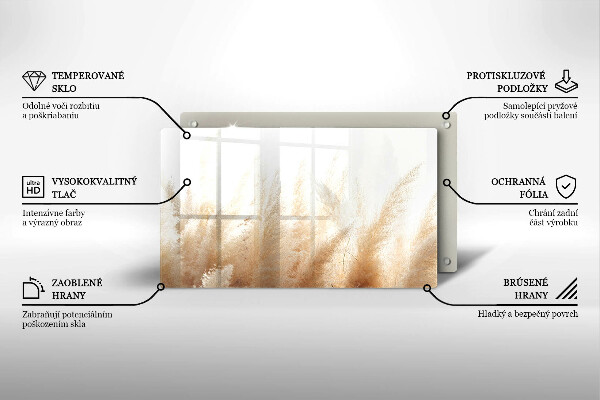 Placă sticla protectie aragaz Iarbă de pampas