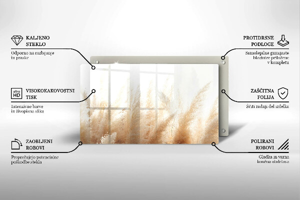 Placă sticla protectie aragaz Iarbă de pampas