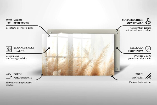 Placă sticla protectie aragaz Iarbă de pampas