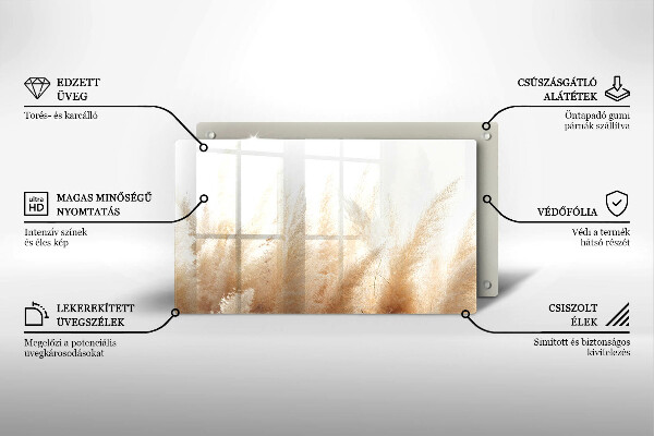 Placă sticla protectie aragaz Iarbă de pampas