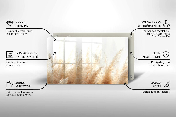 Placă sticla protectie aragaz Iarbă de pampas