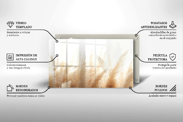 Placă sticla protectie aragaz Iarbă de pampas