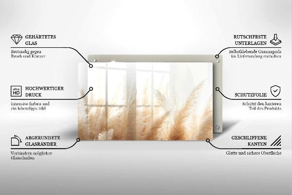 Placă sticla protectie aragaz Iarbă de pampas