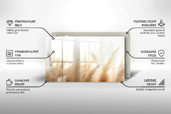 Placă sticla protectie aragaz Iarbă de pampas